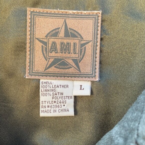 A.M. I. Vintage Women's Green Leather Shacket Button Down Shirt Sz Large - Picture 5 of 12